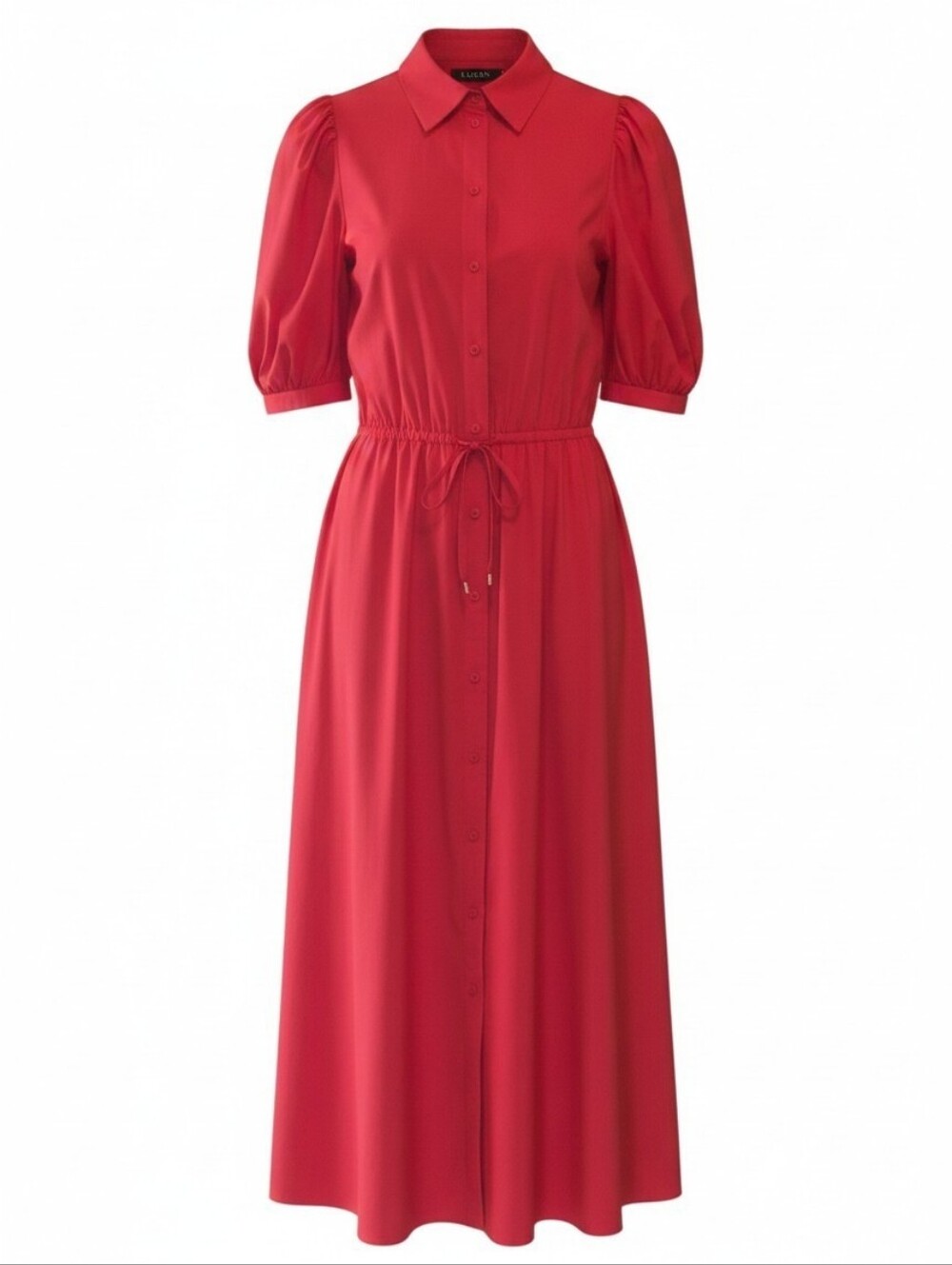 Ralph Lauren Puff Sleeves Midi Red Dress Black Label Size 6